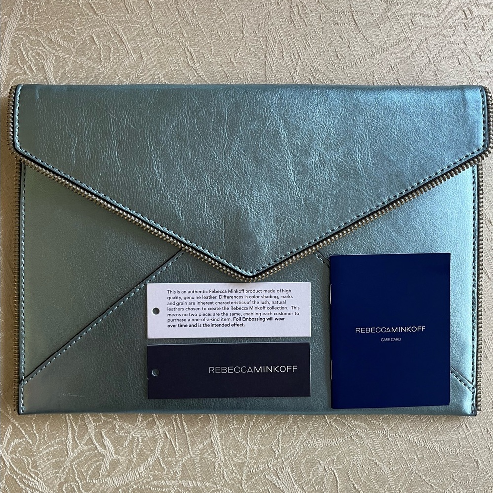 New! Rebecca Minkoff Blue Leather Clutch Bag